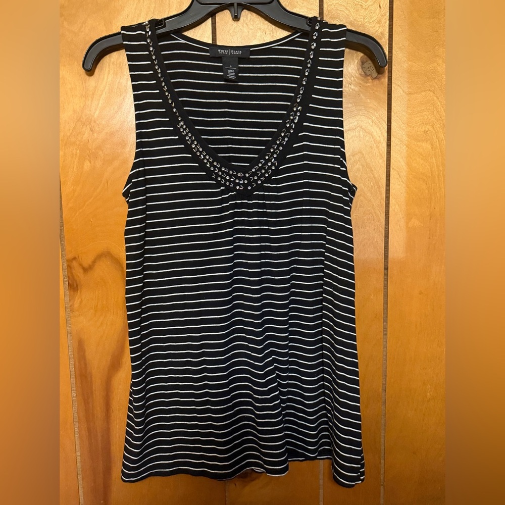 Black and White Striped Women's Top
